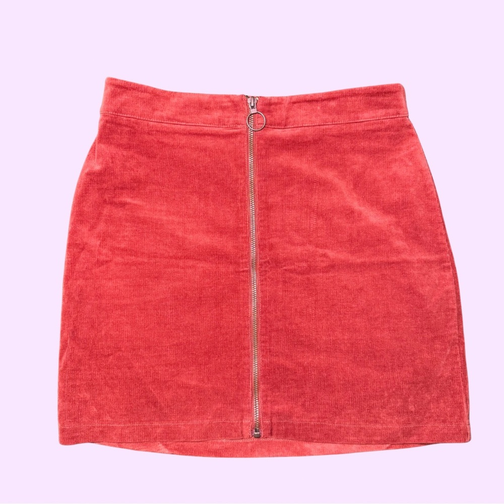 Forever 21 Rust Corduroy Zip-Front Mini Skirt